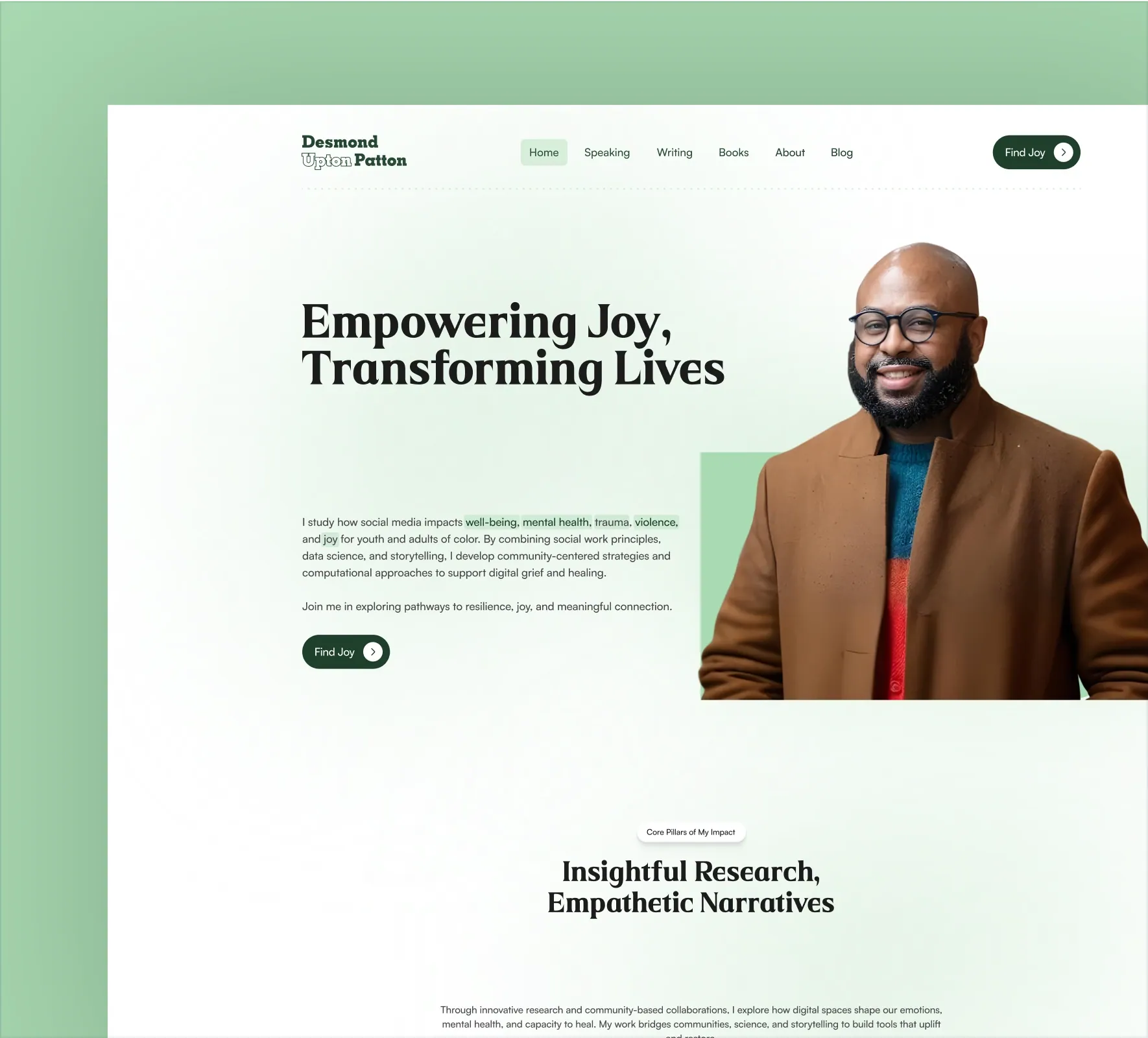 Desmond Upton Patton brand identity and website design by 5Four Digital, image 7 of 12