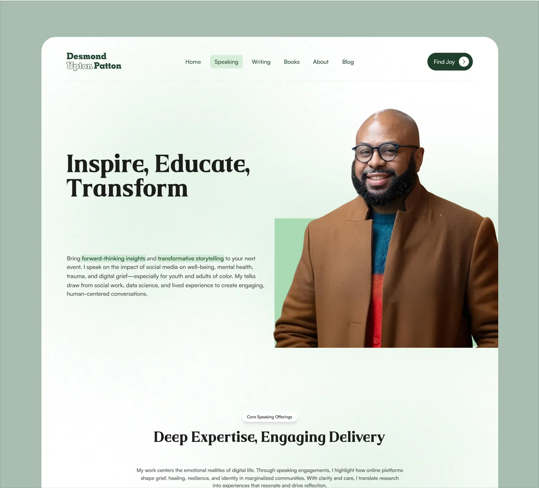 Desmond Upton Patton brand identity and website design by 5Four Digital, image 12 of 12