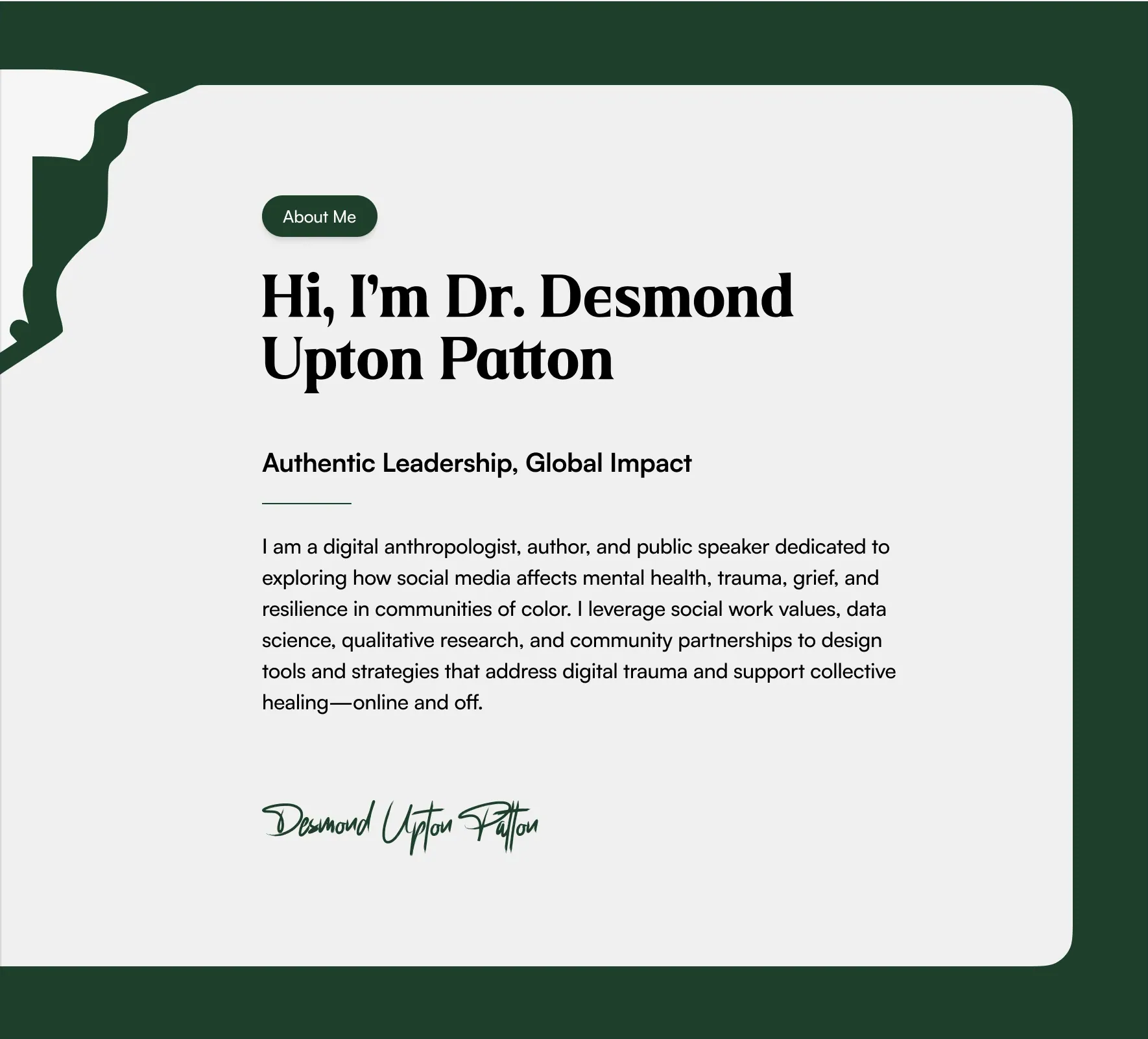 Desmond Upton Patton brand identity and website design by 5Four Digital, image 10 of 12