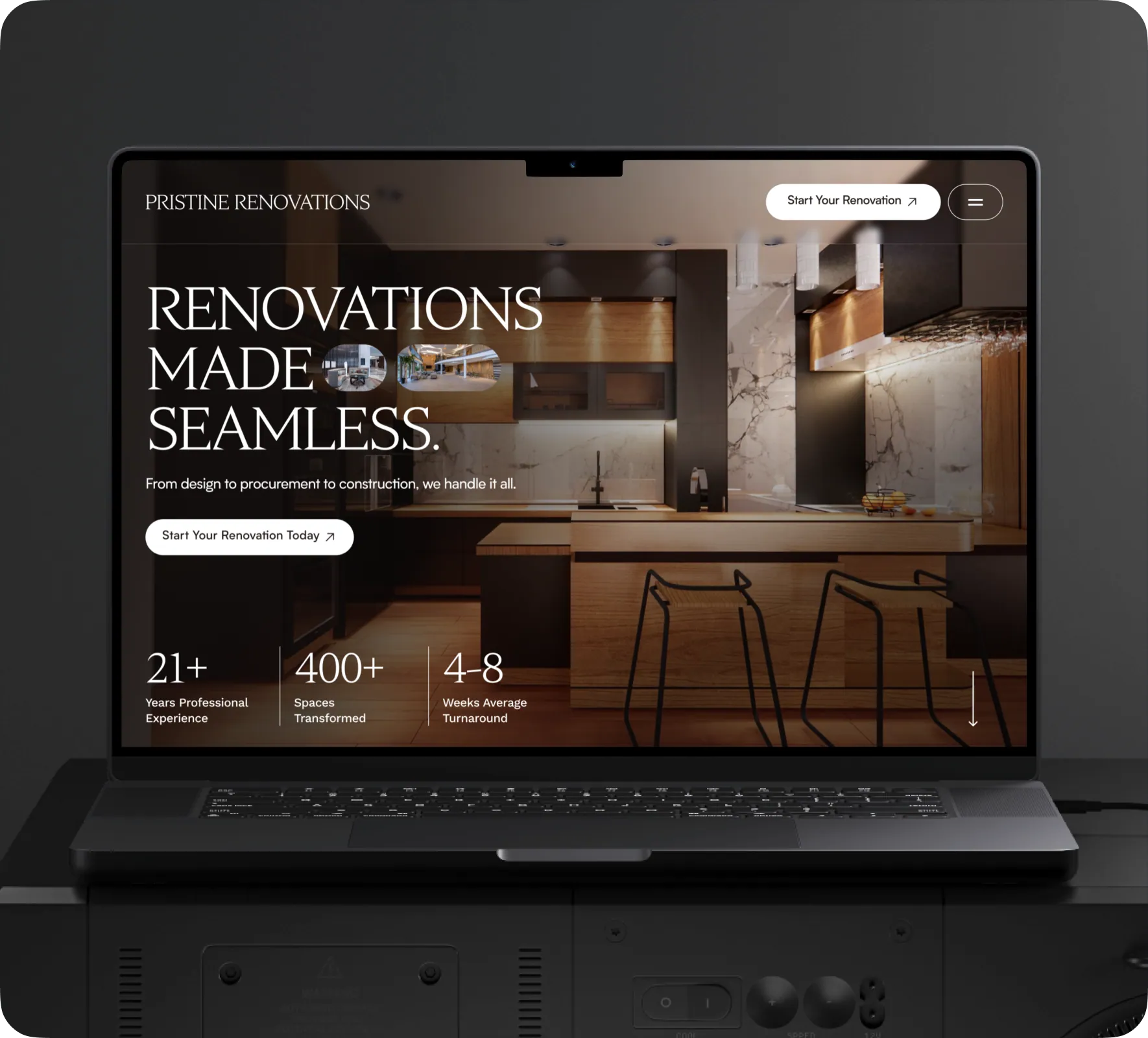 Pristine Renovations brand identity and website design by 5Four Digital, image 1 of 12
