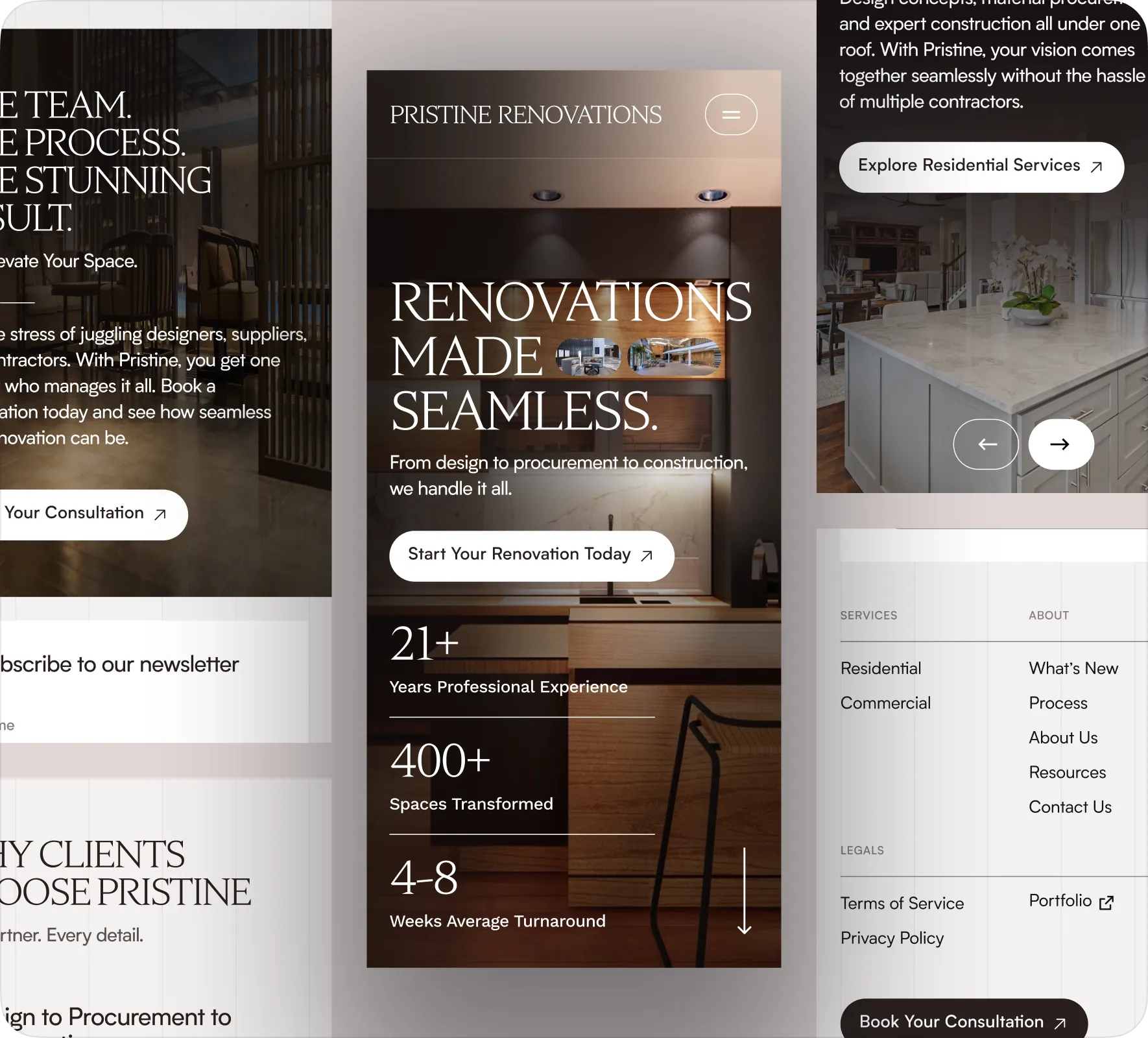 Pristine Renovations brand identity and website design by 5Four Digital, image 2 of 12
