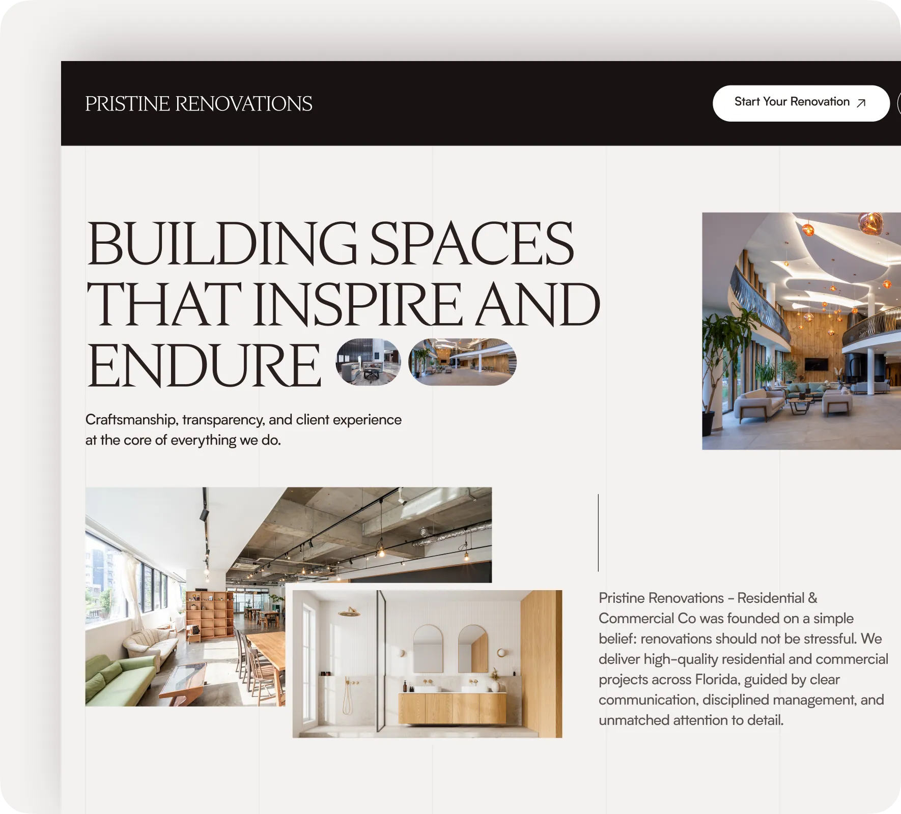 Pristine Renovations brand identity and website design by 5Four Digital, image 5 of 12